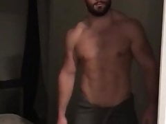 Hunk strips to shower