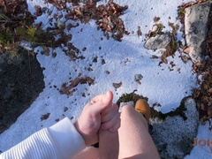 Tossing all the garment off just to stream all over myself! Risky outdoor nakedness!