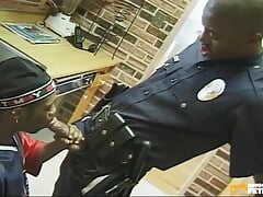 Black Police Guy Sucks a Dude and Bangs His Ass in the Kitchen