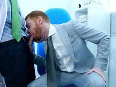 Male doctor fucks tight patient in the ass and comes on his dick