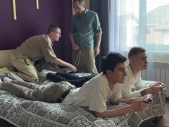 Together with My Stepdad, I Pummel My Console-toying Mates