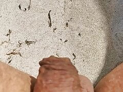 Peeing on the beach with panties on me