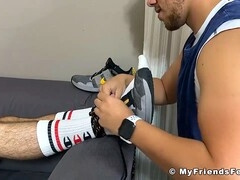 Gay foot worship with toe sucking and licking action