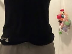 task to get in the bathroom and show off mister. pass