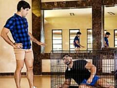 Diego Sans fucks caged slaveboy named Damien Stone